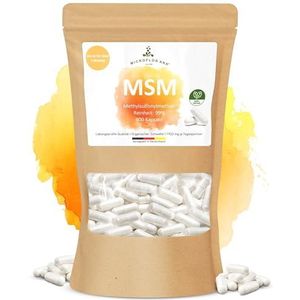 MICROFLORANA® MSM Capsules, 400 stuks, 480 mg zuivere MSM per capsule, hoge dosis en veganistisch, methylsulfonylmethaan, zonder additieven, zwavelcapsules, ingekapseld in Duitsland