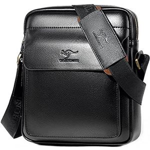 TIANHONGDAISHU Zakelijke Crossbody Tas voor Mannen Koeienhuid Lederen Man Purse Retro Kleine Messenger Bag Schoudertas Casual Mini Rugzak