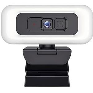 4K UHD-webcam met autofocus, ringlicht 3 standen, privacyscherm, 360°-rotatie, statief en afspeelfunctie for streaming videogesprekken(4K)
