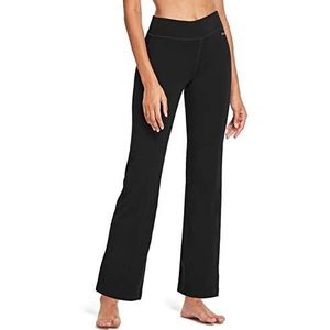baleaf Yogabroek voor dames, katoen, lange joggingbroek, vrijetijdsbroek, slagbroek, buikcontrole, werk, sportbroek met zakken, Zwart 30 inch, XXL