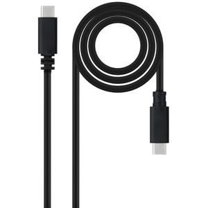 NANOCABLE 10.01.2301-L150 - USB-C naar USB-C 3A kabel voor mobiele telefoons, tablets, laptops enz. USB 2.0, opladen tot 3 ampère, mannelijk-mannelijk, kleur zwart, 1,5 meter