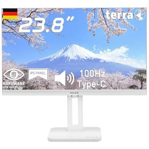 Terra 2465W Pivot Monitor wit 24 inch White Monitor Pivot USB-C HDMI DisplayPort