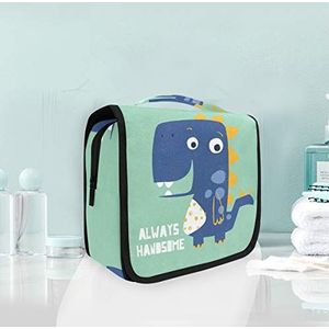 Knappe blauwe dinosaurus opknoping opvouwbare toilettas make-up reisorganisator tassen tas voor vrouwen meisjes badkamer