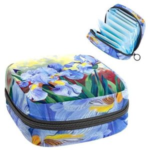 MUOOUM Iris Kunst Schilderen Maandverband Opbergtas Draagbare Menstruatie Tas Voor Vrouwen Tiener Meisjes Menstruatie Cup Pouch Nursing Pad Houder