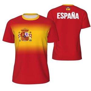 Sport Mesh T-Shirt Geleidelijke Spanje Vlag Tees 3D Gedrukt voor Fitness Running Fiets Voetbal Tennis Voetbal, Meerkleurig, L