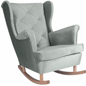 SEELLOO Schaulkstoel woonkamer oorfauteuil fluwelen loungestoel televisiestoel relaxstoel woonkamer stoel bank fauteuil 102 x 81 x 95 cm, lichtgrijs