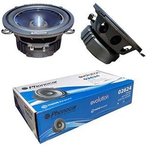 2 PHONOCAR 02624 mid bass woofer luidsprekers 13,00 cm 130 mm 5"" 100 watt rms 200 watt max impedantie 4 ohm 90 db spl autodeuren zwart, per paar