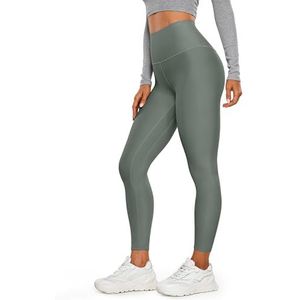 CRZ YOGADameslegging met hoge taille en fleecevoering 25 inch - Winterwarme dikke thermische zachte yogabroek Grijze Salie L
