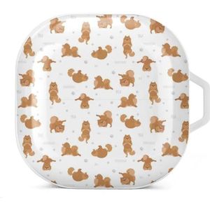 Yoga Pommeren Hond Poses En Oefeningen Oordopjes Hoesje Compatibel met Samsung Hard Shell Beschermhoes Wit-Stijl