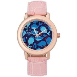 Blauwe Walvissen Patroon Horloges Voor Vrouwen Mode Sport Horloge Vrouwen Lederen Horloge