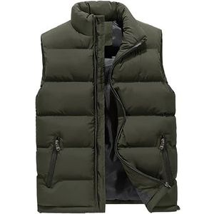 AnyuA Gewatteerd vest voor heren, met ritssluiting, zakken voering met klittenbandzak, groen, M-L