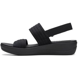 Clarks Arla Stroll platte sandaal voor dames, Zwart textiel, 7.5 UK Wide