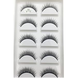 UAMOU 10/50 Dozen 5 Pairs 3D Nertsen Valse Wimpers Haar Natuurlijke Cross Lange Rommelige Make Fake Wimpers Extension Make Up faux Cils Cheerfully (Color : 5Pairs H 12, Size : 100 Boxes 500Pairs)