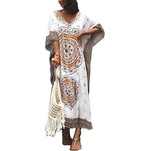 FreestyleMo Elegante bikini cover up jurk bloemen caftan strand rok - - 36-40