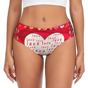 ASFgda Dames ademend rood hart liefde print ondergoed, stretch perfect ondergoed, super zacht comfortabel, verkrijgbaar in grote maten, Zwart, XS