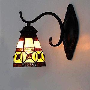 Tiffany Antieke Stijl Wandlamp Met Gekleurde Glazen 5-Inch Lampenkap, Retro Wandlamp, Woonkamer, Gang, Kaptafel, Spiegel, Koplamp