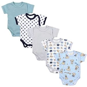 TupTam Baby Jongens Wikkelrompertjes Korte Mouwen Set van 5, Kleurenmix 3, 80