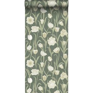 behang bloemen groen 53 cm x 10.05 m - van Sanders & Sanders