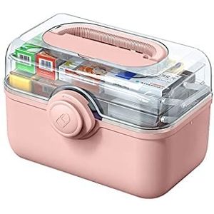 VDLLQYN, EHBO-doos Plastic EHBO-doos Huishoudelijke opbergdoos Draagbare medische noodmedicijn opbergdoos 11,2/13,3/15,3 inch EHBO-kits,Eerste hulp doos(Pink,S l)