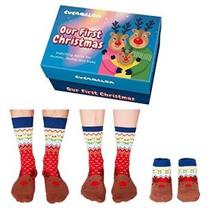 Cucamelon - Onze eerste kerst - doos met sokken voor papa, mama en baby, Meerkleurig, 36 Grande taille