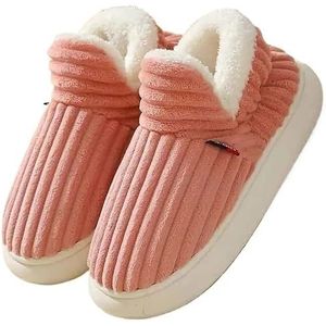 Unisex winterpantoffels, warme, zachte instappers for koppels, katoenen schoenen met antislip, comfortabele platte schoenen(Pink,46-47)