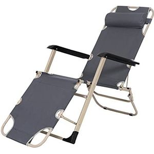 GEIRONV 47×92×87 Cm Zero Gravity-fauteuils,Vierkante Tube Lunchpauze Op Kantoor Vouw Fauteuil met Hoofdkussen Katoenen Kussen Ligstoel Fauteuils (Color : Gris, Size : 47x92x87cm)