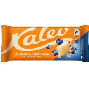 Witte chocolade met rijst knapperige en bosbes (95g) Kalev uit Estland [Pack van 18]