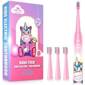 Dada-Tech Elektrische tandenborstel voor kinderen, oplaadbare, zachte eenhoorn-tandenborstel met timer, aangedreven door Sonic-technologie, voor kinderen, jongens en meisjes vanaf 3 jaar, waterdicht