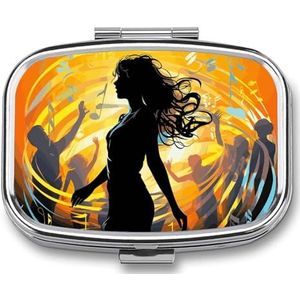 Pillendoosje dansmuziek bedrukt rechthoek medicijndoos 2 compartimenten medicijnkoffer voor zak portemonnee en reizen