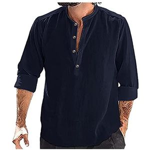 Heren Zomer Effen Tops Shirt Heren Slim Fit Slim Fit Comfort Fit Heren Reversoverhemd Met Lange Mouwen Spieroverhemden Casual Herenoverhemd Zomeroverhemd heren t-shirt (Color : Blue B, Size : M)