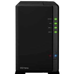 Synology DS218play 2 TB (2 x 1 TB WD RED) 2 Bay Desktop NAS Unit