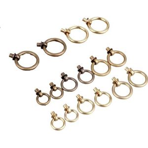 YBWQADFZ 2 stuks puur koperen meubels eenvoudige ring handvat lade deur slaapkamer pull dia 20 mm kledingkast kast deur pull ring (20 mm B)