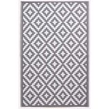 Homescapes Zoe Tuintapijt, grijs outdoor tapijt, weerbestendig, 120 x 180 cm, waterdicht tapijt voor binnen en buiten, van polypropyleen, geometrisch patroon, voor balkon en terras