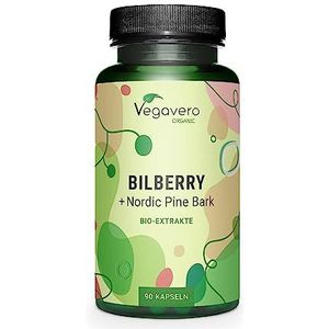Vegavero BIOLOGISCHE BOSBESSEN & PIJNENSCHORS capsules | Anthocyanen uit bosbessenextract Feno-Myrtillus® & pijnboomschorsextract uit FINLAND | Vegan | Zonder toevoegingen