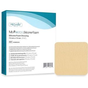 MedVance TM Silicone - Silicone Adhesive Foam Absorbent Dressing, 7.5 cm x 7.5 cm, Box of 5 dressings