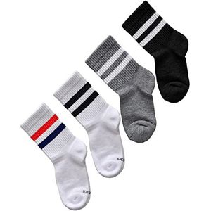 VITSOCKS Super Zachte BAMBOE Crew Skate Sportsokken Kinderen (4 PAAR) Jongens & Meisjes, wit zwart grijs, 27-30
