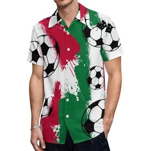 Italiaanse Vlag Voetbal Heren Korte Mouw Shirts Casual Button Down Shirts Zomer Tops Met Pocket