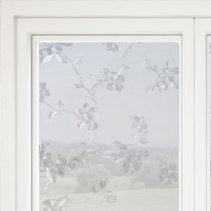 Navaris raamfolie anti inkijk zelfklevend - Plakfolie zonder lijm voor ramen en badkamer - 200 x 45 cm - Lichtdoorlatend - Matglas met bloemetjes