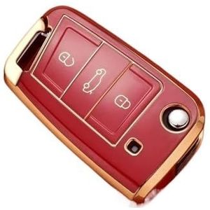Sleutelbehuizing Autosleutel Case Volledige Cover Fob Voor Golf 7 MK7 Voor Tiguan MK2 Voor Ateca Voor Leon FR 2 Voor Ibiza Voor Octavia Autosleutelhoesje(Red)