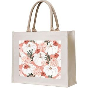 YWSOTRE Pompoen Thanksgiving Roze Dahlia Bloem Herfst,Tote Bag Canvas Tas Winkeltas Handtas Boodschappentassen, Multifunctionele Schoudertassen, zoals afgebeeld, Eén maat