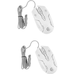 LODDEYEE 1 st bedrade muis G5 versieren witte abs USB (kleur: whitex2 stks, maat: 12 x 6,6 cm x 3 stuks)