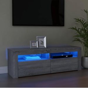 AJJHUUKI Entertainment Centra & TV Stands TV Kast met LED Verlichting Grijs Sonoma 120x35x40 cm Meubels