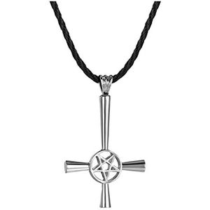 Mode Pentagram Kruis Ketting Satanisch Symbool Runen Hanger Ondersteboven Lucifer Satan Choker Amulet Sieraden Gift