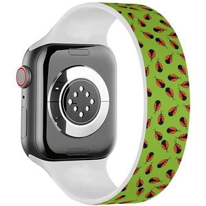 Solo Loop Band Compatibel met All Series Apple Watch 42/44/45/49mm (Ladybug Ladybird On) Elastische Siliconen Band Strap Accessoire, Siliconen, Geen edelsteen