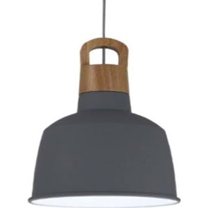 LANGDU LED middeleeuwen kroonluchter houten landelijke boerderij moderne hanglamp metalen kap retro industriële hanglamp for keukeneiland eetkamer slaapkamer bar woonkamer(Color:Gray)