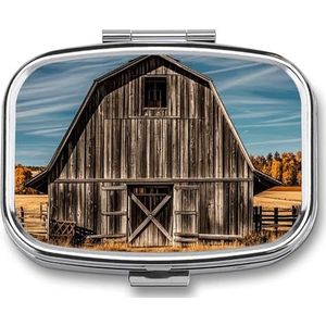 Rustieke Oude Schuur Houten Pillendoos Geneeskunde Pil Organizer Kleine Pil Case Reizen Pil Container Draagbare Pil Case voor Pocket 2 Compartiment Pillenhouder Pillendozen voor Reizen