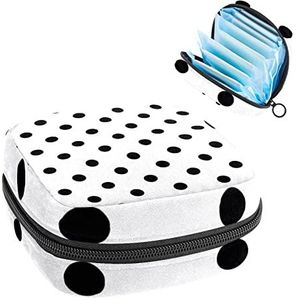 Maandverband Opbergtas,Draagbare maandverband Opbergzak,Zwart witte stippen, Meerkleurig, 4.7x6.6x6.6 in/12x17x17 cm