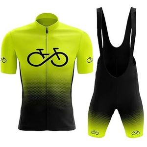 Fietsshirt voor heren, wielertrui, fietssets, herenpakken, fietsshirts met korte mouwen, gewatteerde koersbroek, zomer ademend (Groen C, 4XL)