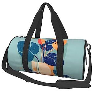 Blauw Oranje Turtleback Bamboe & * Ronde Grote Capaciteit Opvouwbare Duffel Bag voor Vrouwen Mannen, Gym Tote, Sport Duffel., Zwart, Eén maat