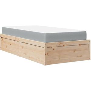 vidaXL Bed met matras massief grenenhout 90x190 cm, bed, bed ombouw, boxspring, bedbodem, slaapkamermeubel, twijfelaar bed, eenpersoonsbed